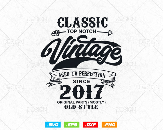 Aged To Perfection 7th Birthday Svg Png, Vintage 2017, Original Parts Svg, Birthday Shirt, Birthday Gift for Son, Cricut Cut Files Svg SVG DesignDestine 