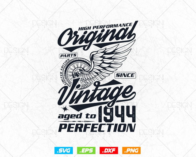 Aged To Perfection 80th Birthday Svg Png, Vintage 1944, Original Parts Svg, Birthday Shirt Svg, Birthday Gift for Dad, Cricut Cut Files Svg SVG DesignDestine 