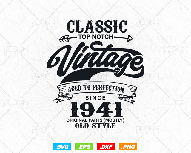 Aged To Perfection 83rd Birthday Svg Png, Vintage 1941, Original Parts Svg, Birthday Shirt Svg, Birthday Gift for Dad, Cricut Cut Files Svg SVG DesignDestine 