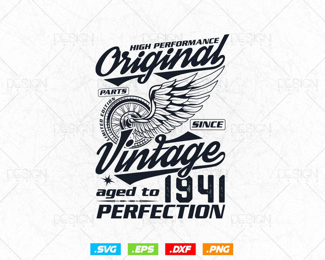 Aged To Perfection 83rd Birthday Svg Png, Vintage 1941, Original Parts Svg, Birthday Shirt Svg, Birthday Gift for Dad, Cricut Cut Files Svg SVG DesignDestine 