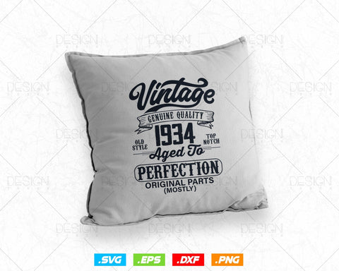 Aged To Perfection 90th Birthday Svg Png, Vintage 1934, Original Parts Svg, Birthday Shirt Svg, Birthday Gift for Dad, Cricut Cut Files Svg SVG DesignDestine 