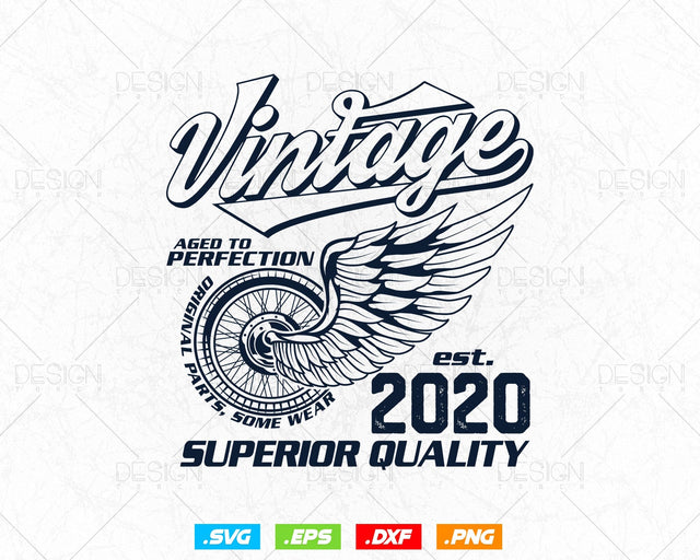 Aged To Perfection Vintage 4th Birthday Svg Png, Vintage 2020 Original Parts Svg, Retro Style Motorcycle Shirts For Boy,Birthday Clipart Svg SVG DesignDestine 