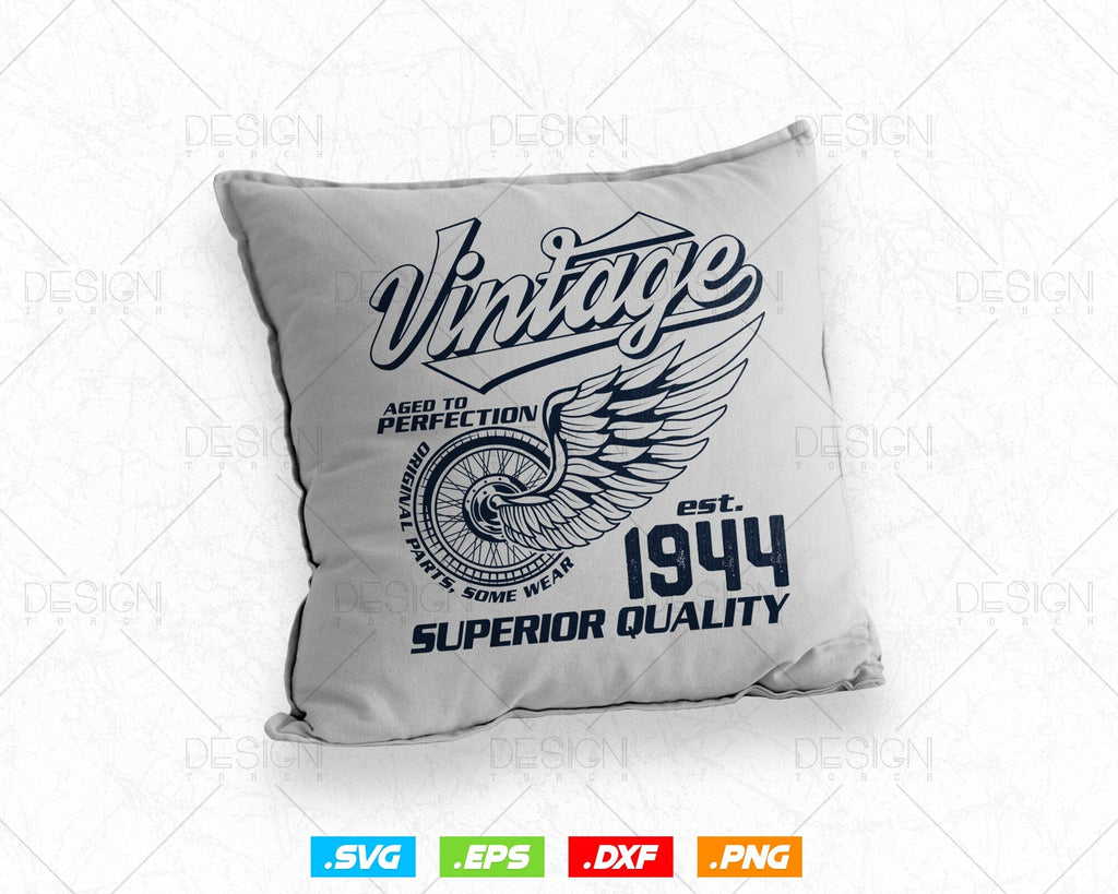 80th Birthday Shirt For Men - Vintage 1945 Aged To Perfection Motorcycle Theme T-Shirt