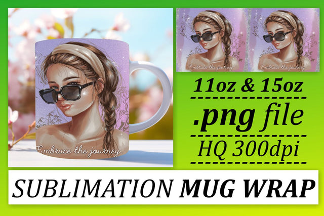 AI-generated mug wrap PNGs, ideal for 11oz and 15oz! , Woman Sublimation afrosvg 