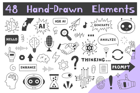 AI Interface Doodles PNG Clipart Sublimation Rin Green 