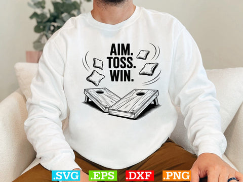 Aim. Toss. Win SVG, Funny Cornhole Shirt Svg, Cornhole Clipart, Cornhole Game Shirt SVG Creativeart88 