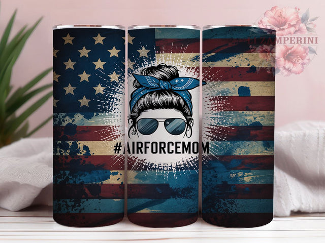 Air Force Mom Messy Bun Tumbler, Messy Bun Mom, 20oz Tumbler Wrap, Sublimation Design, Military Mom Tumbler, Custom Mom Tumbler, Messy Bun Tumbler Sublimation Li Zamperini 