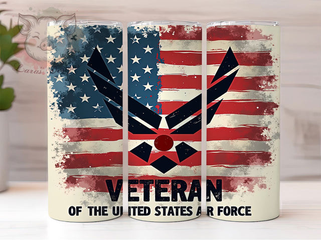 Air Force Veteran 20oz Tumbler Wrap, USA Flag Tumbler, Military Pride Tumbler, 20oz Sublimation Wrap, Patriotic Veteran Tumbler, Retired Airman Gift, American Hero Tumbler Sublimation Lara' s Designs 