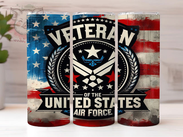Air Force Veteran 20oz Tumbler Wrap, USA Flag Tumbler, Military Pride Tumbler, 20oz Sublimation Wrap, Patriotic Veteran Tumbler, Retired Airman Gift, American Hero Tumbler Sublimation Lara' s Designs 