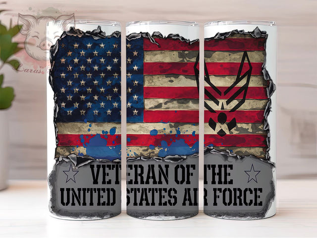 Air Force Veteran 20oz Tumbler Wrap, USA Flag Tumbler, Military Pride Tumbler, 20oz Sublimation Wrap, Patriotic Veteran Tumbler, Retired Airman Gift, American Hero Tumbler Sublimation Lara' s Designs 