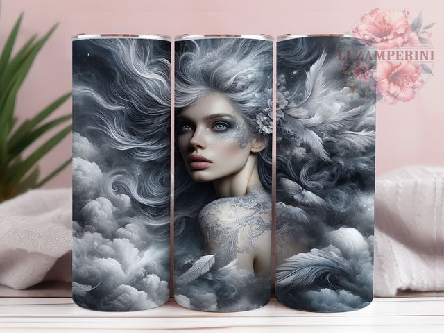 Air Witch Storm Goddess Fantasy Tumbler, Storm Goddess, Mystical Fantasy, Magical Wrap, Elemental Design, Sublimation Cup, 20Oz Tumbler Sublimation Li Zamperini 