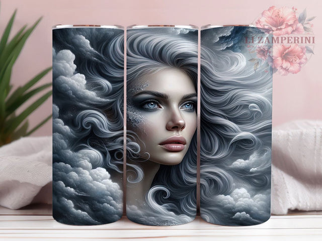 Air Witch Storm Goddess Fantasy Tumbler, Storm Goddess, Mystical Fantasy, Magical Wrap, Elemental Design, Sublimation Cup, 20Oz Tumbler Sublimation Li Zamperini 