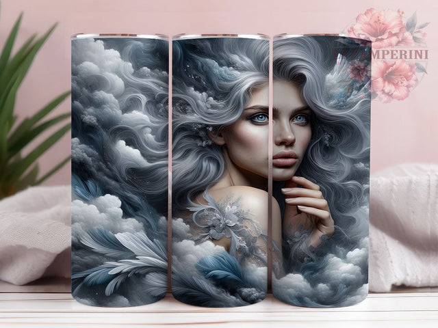 Air Witch Storm Goddess Fantasy Tumbler, Storm Goddess, Mystical Fantasy, Magical Wrap, Elemental Design, Sublimation Cup, 20Oz Tumbler Sublimation Li Zamperini 