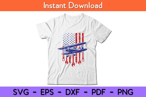 Aircraft Mechanic American Flag Aeroplane Vintage Svg Design SVG artprintfile 