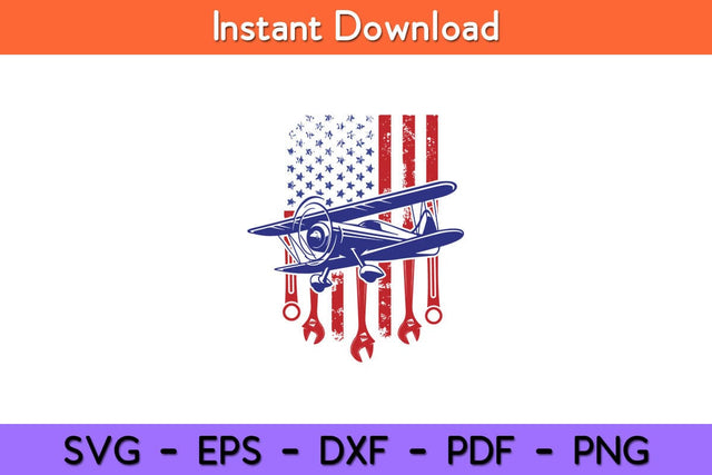 Aircraft Mechanic American Flag Aeroplane Vintage Svg Design SVG artprintfile 