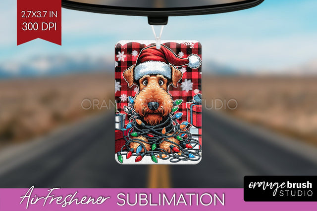 Airedale Terrier Funny Christmas Dog Air Freshener Sublimation OrangeBrushStudio 