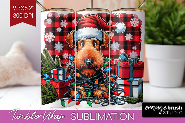 Airedale Terrier Funny Christmas Dog Tumbler Wrap Sublimation OrangeBrushStudio 