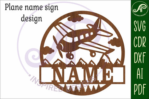 Airplane name sign svg laser cut template SVG APInspireddesigns 