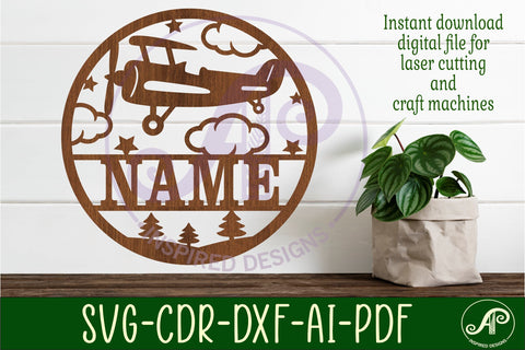 Airplane name wall art sign SVG APInspireddesigns 