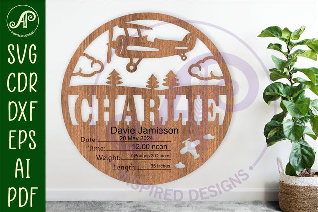 Airplane Newborn Baby stats, Birth plaque, name SVG APInspireddesigns 