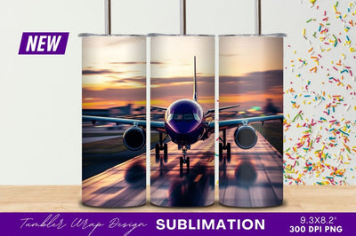 Airplane Preparing To Take Off At Dusk Sublimation Regulrcrative 