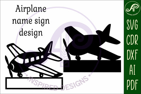 Airplane two layer name sign svg laser cut file SVG APInspireddesigns 