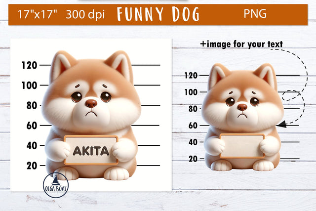 Akita clipart dog | Funny dog illustration Sublimation Olga Boat Design 