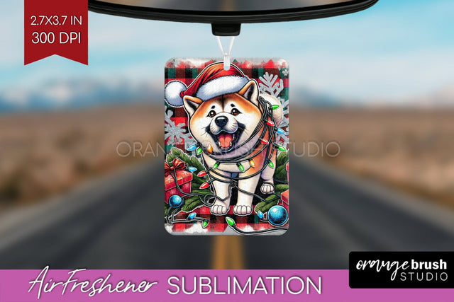 Akita Funny Christmas Dog Air Freshener Sublimation OrangeBrushStudio 