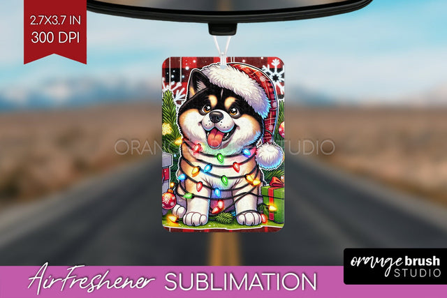 Akita Funny Christmas Dog Air Freshener Sublimation OrangeBrushStudio 