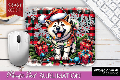 Akita Funny Christmas Dog Mouse Pad PNG Sublimation OrangeBrushStudio 