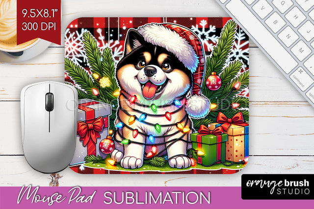 Akita Funny Christmas Dog Mouse Pad PNG Sublimation OrangeBrushStudio 