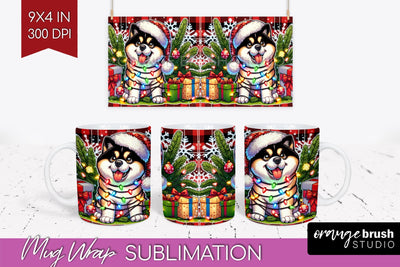 Akita Funny Christmas Dog Mug Wrap PNG Sublimation OrangeBrushStudio 
