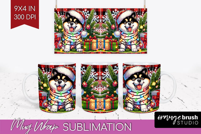 Akita Funny Christmas Dog Mug Wrap PNG Sublimation OrangeBrushStudio 