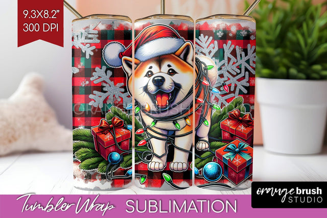 Akita Funny Christmas Dog Tumbler Wrap Sublimation OrangeBrushStudio 