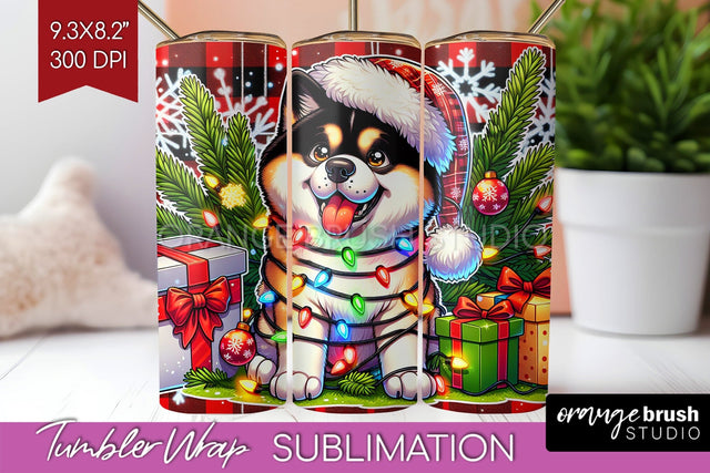 Akita Funny Christmas Dog Tumbler Wrap Sublimation OrangeBrushStudio 