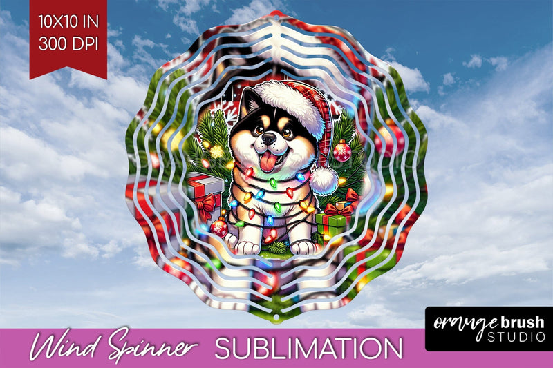 Akita Funny Christmas Dog Wind Spinner Sublimation OrangeBrushStudio 