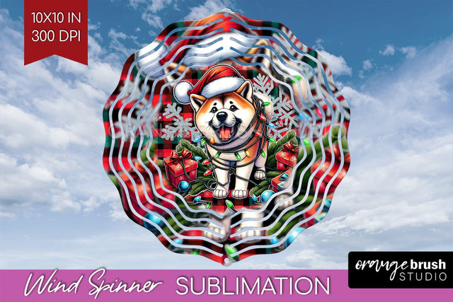 Akita Funny Christmas Dog Wind Spinner Sublimation OrangeBrushStudio 