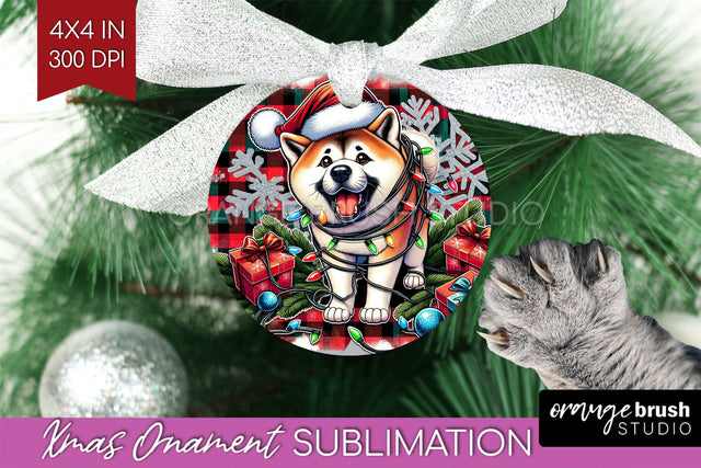 Akita Funny Dog Christmas Ornament PNG Sublimation OrangeBrushStudio 