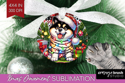Akita Funny Dog Christmas Ornament PNG Sublimation OrangeBrushStudio 