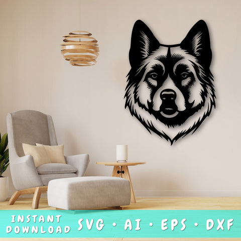 Akita Laser SVG Cut File, Akita Glowforge File, Akita DXF, Akita Wall Art SVG SVG HappyDesignStudio 