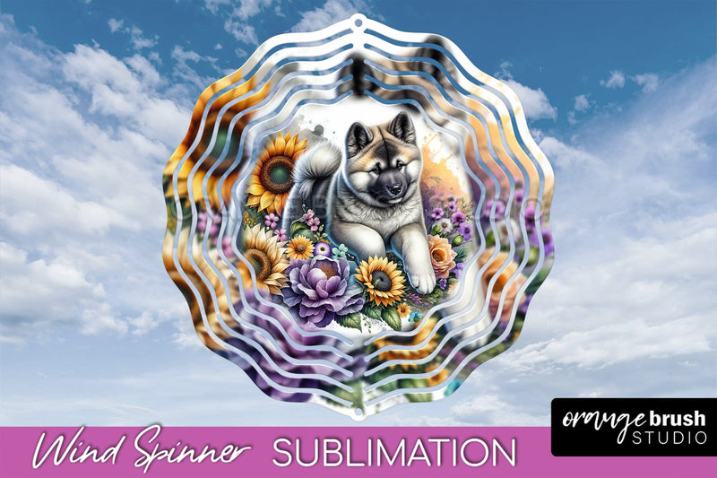 Akita Wind Spinner, Dog Mom Floral Wind Spinner Sublimation Sublimation OrangeBrushStudio 