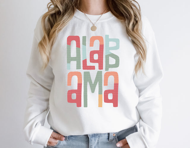 Alabama Retro Typography PNG | Vintage State Name Design | Sublimation Digital Download Sublimation Print Perfect Design Shop 