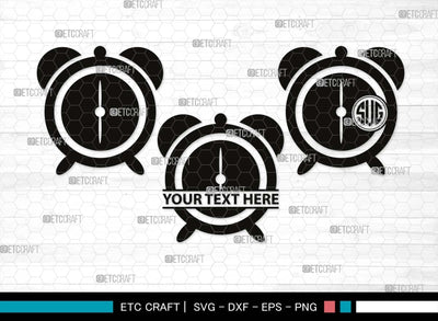 Alarm Clock Monogram, Alarm Clock Silhouette, Alarm Clock SVG, Morning Clock Svg, Vintage Alarm Clock Svg, Ringing Clock Svg, Old Alarm Clock Svg, SB00512 SVG ETC Craft 