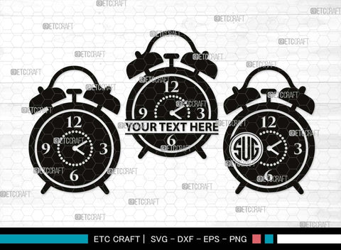 Alarm Clock Monogram, Alarm Clock Silhouette, Alarm Clock SVG, Morning Clock Svg, Vintage Alarm Clock Svg, Ringing Clock Svg, Old Alarm Clock Svg, SB00512 SVG ETC Craft 