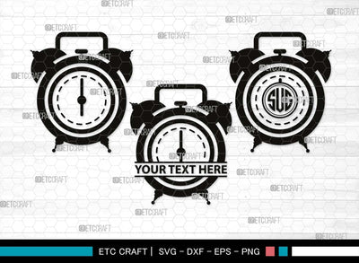 Alarm Clock Monogram, Alarm Clock Silhouette, Alarm Clock SVG, Morning Clock Svg, Vintage Alarm Clock Svg, Ringing Clock Svg, Old Alarm Clock Svg, SB00512 SVG ETC Craft 