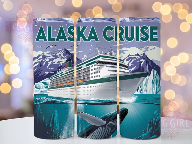Alaska Cruise Tumbler Wrap, Alaska Cruise Design, 20oz Tumbler Wrap, Sublimation Template, Skinny Tumbler Wrap, Digital Download, Ocean Adventure Gift, Alaskan Landscape Art Sublimation SvggirlplusArt 