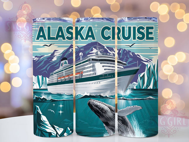 Alaska Cruise Tumbler Wrap, Alaska Cruise Design, 20oz Tumbler Wrap, Sublimation Template, Skinny Tumbler Wrap, Digital Download, Ocean Adventure Gift, Alaskan Landscape Art Sublimation SvggirlplusArt 