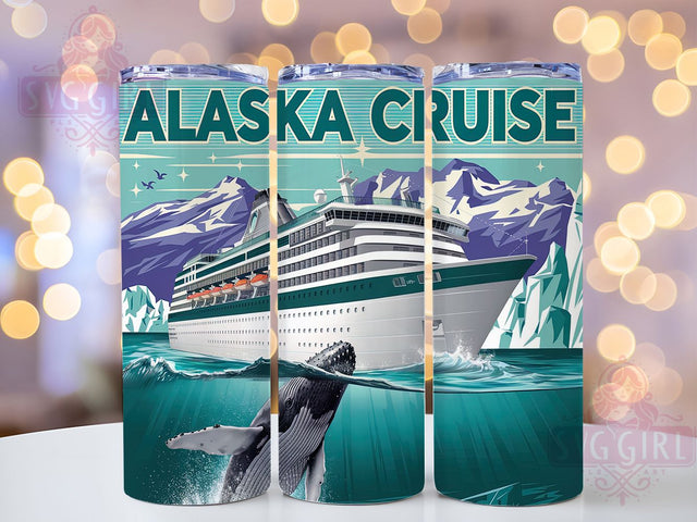 Alaska Cruise Tumbler Wrap, Alaska Cruise Design, 20oz Tumbler Wrap, Sublimation Template, Skinny Tumbler Wrap, Digital Download, Ocean Adventure Gift, Alaskan Landscape Art Sublimation SvggirlplusArt 