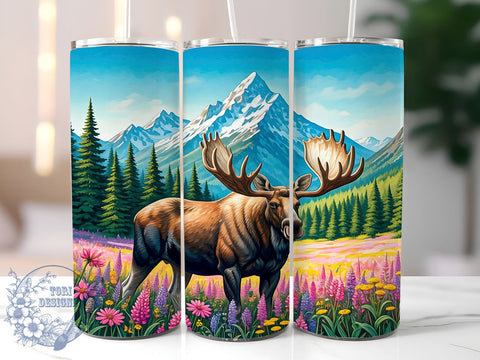 Alaska Moose 20oz Tumbler, Moose Design Tumbler, 20oz Tumbler Wrap, Sublimation Tumbler, Outdoor Adventure Gift, Wildlife Tumbler, Nature Lover Tumbler Sublimation ToriDesigns 