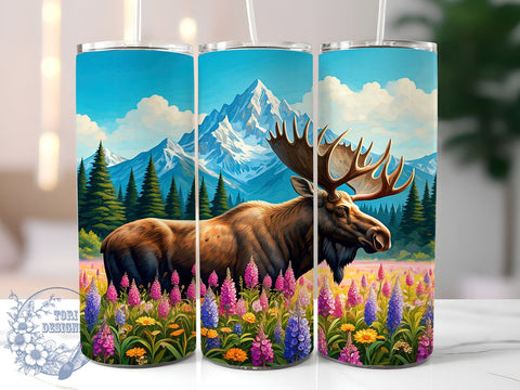 Alaska Moose 20oz Tumbler, Moose Design Tumbler, 20oz Tumbler Wrap, Sublimation Tumbler, Outdoor Adventure Gift, Wildlife Tumbler, Nature Lover Tumbler Sublimation ToriDesigns 